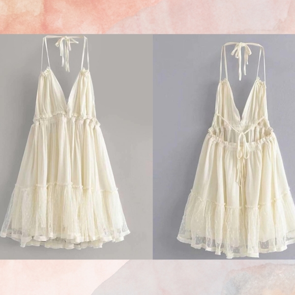 **FP Cream Boho Halter Mini Dress - Picture 2 of 15